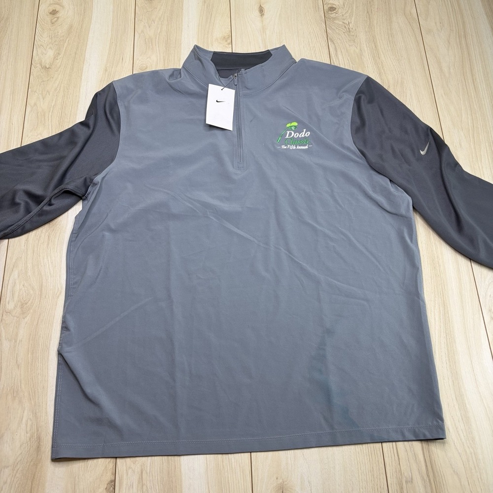 Nike Men Dri-Fit Quarter Zip Pullover Sweater Gray Size XL Embroidery Sports NWT - Picture 3 of 15